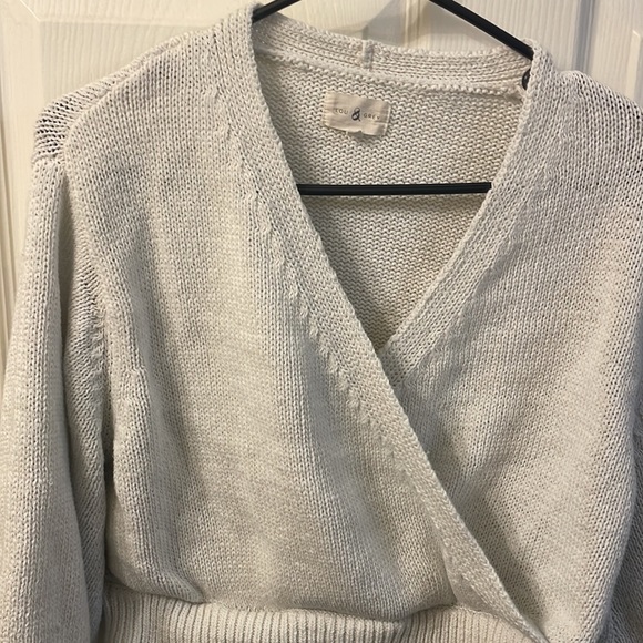 Lou & Grey Cropped Faux Wrap Sweater - Picture 2 of 9